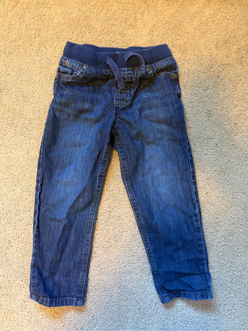 Kids Blue Elastic Waist Denim Pants